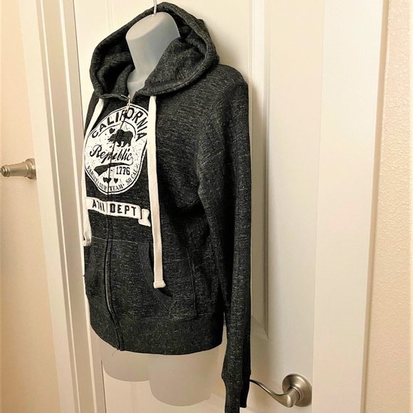 Reflex California Republic Dark Grey Hoodie NWOT - Picture 2 of 7